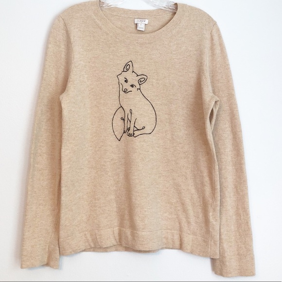 J Crew Factory Fox Embroidered Tan 